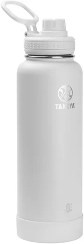 Takeya Actives Botella de agua con tapa de boquilla, botella con doble aislamiento de acero inoxidable, apta para lavavajillas y sin BPA, botella