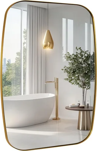 Miniatura 48 de ANDY STAR - Espejos ovalados negros para baño, espejo grande de 24x36 pulgadas con marco de metal negro mate oblongo para pared, espejo moderno