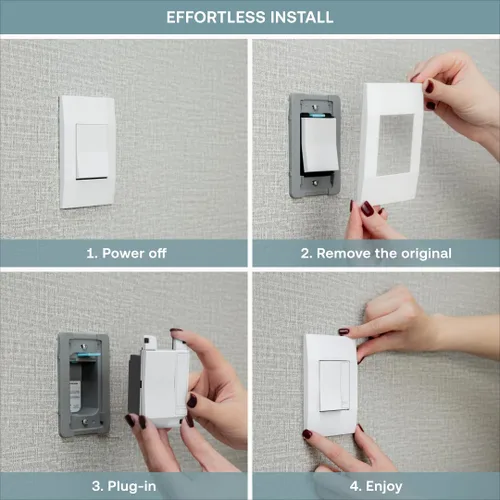 Miniatura 7 de Interruptor de luz nocturna simple de Deako, luz LED blanca cálida, sensor de encendido/apagado automático, un solo polo, requiere cable neutro