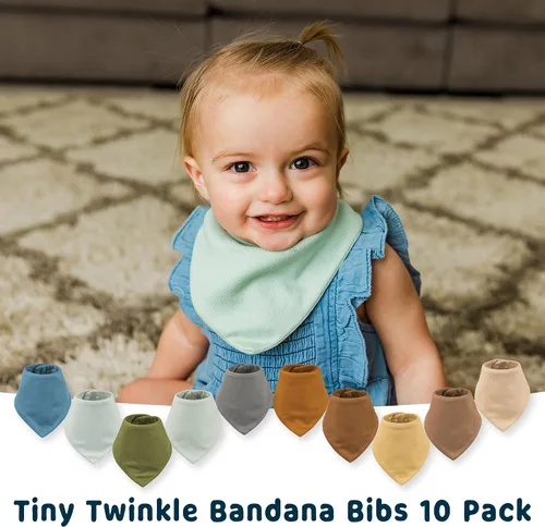 Miniatura 8 de Tiny Twinkle Baberos tipo bandana - Baberos resistentes al agua y absorbentes para baba y dentición Conjunto niño 6