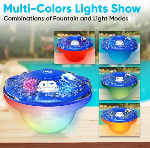 Miniatura 3 de Pyle Fuente flotante para piscina con espectáculo de luz LED de 6 modos, resistencia al agua IP68, batería recargable incorporada, rociador flotante