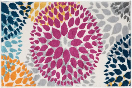 Miniatura 11 de Rugshop Alfombra con diseño moderno de círculos florales amarillos – Elegante, sin desprendimiento, de 2 x 3 pies, para sala de estar, dormitorio