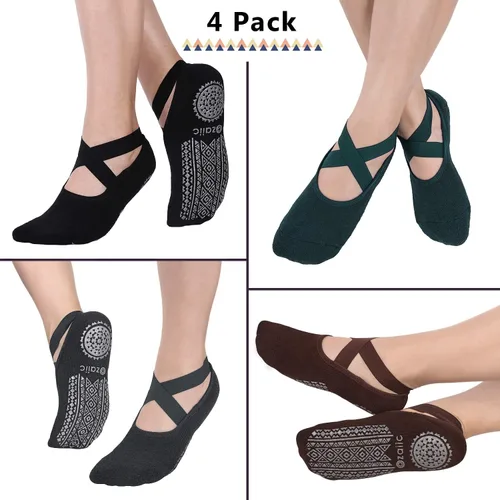 Miniatura 53 de Ozaiic - Calcetines de yoga para mujer con correas y agarres antideslizantes, ideales para pilates, Pure Barre, ballet, danza y entrenamiento