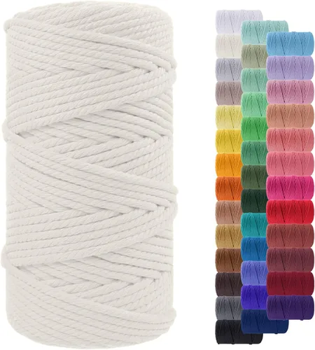 Miniatura 61 de Cuerda de macramé de 0.079 in para 219 yardas, cuerda de algodón natural para manualidades, hilo de cuerda de macramé de colores para colgar
