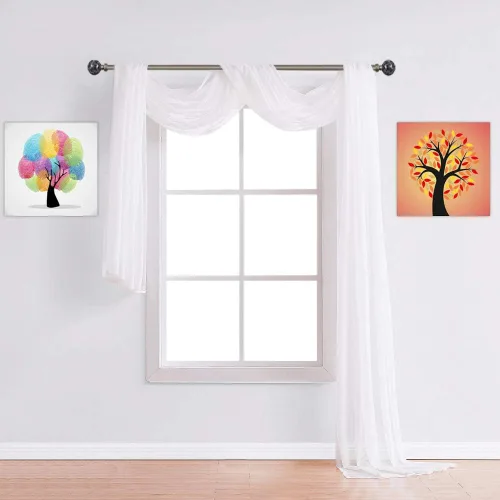 Miniatura 18 de Warm Home Designs Bufanda transparente de 24 pies de largo color azul polvoriento. Estas bufandas de cenefa de longitud XXL de 54 x 288 pulgadas