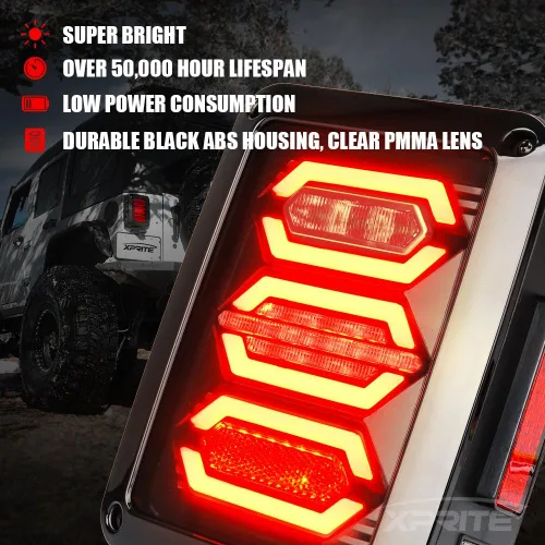 Miniatura 2 de Xprite - Conjunto de luces traseras LED con lente transparente roja, con señal de giro, marcha atrás y luz de freno, Plug & Play compatible con Jeep