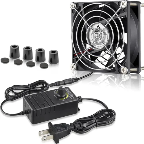 Miniatura 9 de GDSTIME Ventilador de 140 mm x 25 mm para computadora con enchufe AC, 110 V 120 V 220 V 240 V CA, controlador de velocidad variable de 4 V a 12 V