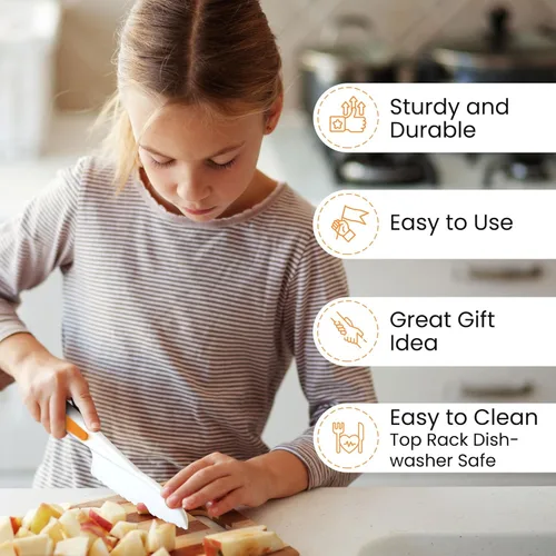 Miniatura 2 de Zulay - Juego de cuchillos infantiles de 3 piezas para cocinar y hornear reales, cuchillos para niños pequeños para cortar frutas, verduras