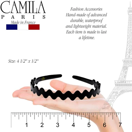 Miniatura 4 de Camila Paris CP3295 - Diadema francesa para mujer, negra, banda de pelo con fuerte agarre para mujeres, ligera y muy flexible, sin deslizamiento
