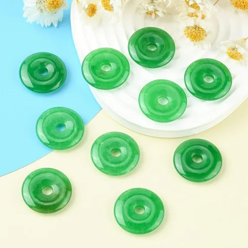 Miniatura 7 de KitBeads 10 dijes de dona de jade natural, dije curativo de chakras, círculo, moneda, cuarzo para hacer collares, joyas