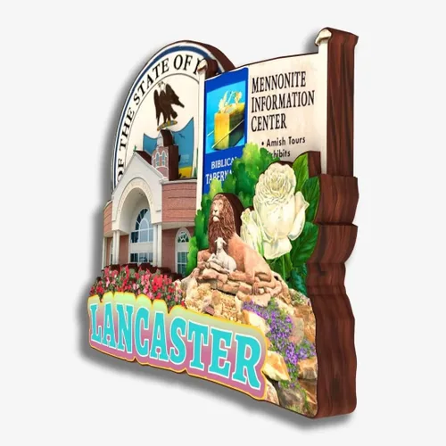Miniatura 3 de Lancaster Pennsylvania USA America - Imán de madera para nevera, colección de madera, madera 3D, hecho a mano, recuerdos de la ciudad, imán