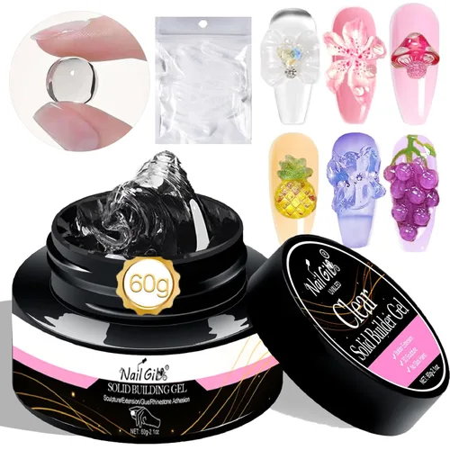 Miniatura 9 de NAILGIL - Gel 3D para arte de uñas, sin hemas, 3.53 oz de gel sólido constructor para esculpir las manos no pegajosas para extensiones, modelado