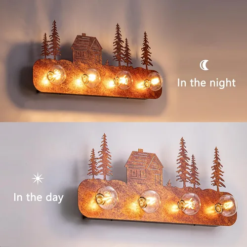 Miniatura 7 de TOCHIC Lámparas rústicas de baño, 4 luces de casa de campo sobre espejo regulable, apliques vintage occidentales para armarios de espejo, tocador