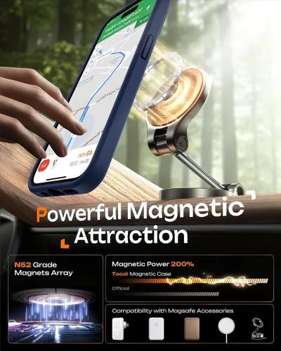 Miniatura 4 de TOCOL Funda magnética 3 en 1 para iPhone 14 Pro, mejorada [protección completa de cámara] con 2 protectores de pantalla, funda de grado militar Azul