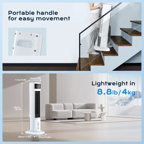 Miniatura 9 de Aire acondicionado portátil 3 en 1 para habitación, enfriador de aire evaporativo, 4 modos, 3 velocidades/temporizador de 24 horas, unidad de CA