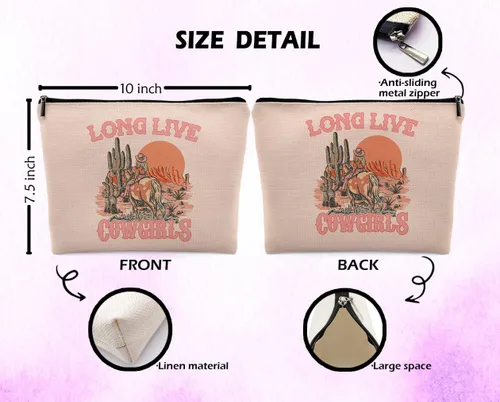 Miniatura 3 de Bolsa de cosméticos de vaquera rosa, suministros escolares occidentales para niñas adolescentes, bolsa de maquillaje para bolso, bolsa de maquillaje