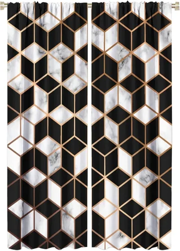 Miniatura 33 de Cortinas abstractas de mármol de lujo de lujo azul marino dorado a rayas con patrón de mármol estampado para dormitorio, sala de estar, cortinas