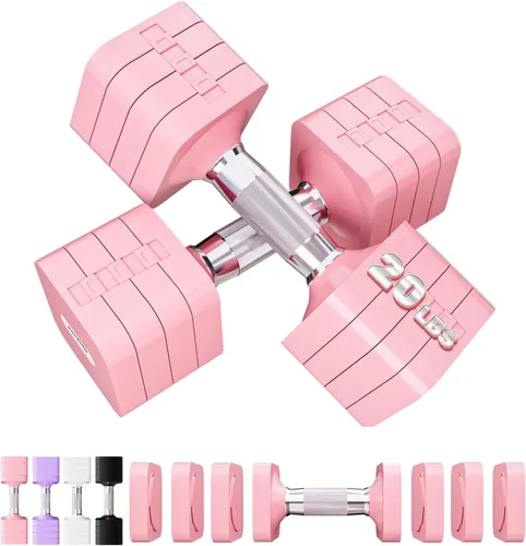 Miniatura 30 de Juego de mancuernas ajustables de 15 libras, 20 libras, 40 libras, 50 libras, juego de mancuernas de peso libre para mujeres y hombres