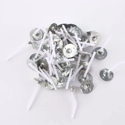 100 mechas de té de bajo humo, pestañas de mecha preenceradas de 1 pulgada para fabricación de velas de cera de soja, algodón puro, sin humo