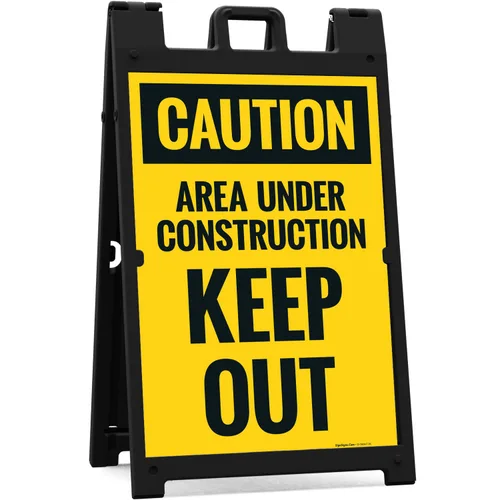 Miniatura 5 de OSHA Caution Area Under Construction Keep Out Sidewalk Sign Kit, 10x16 Inches, Replacement Panels (2 Pack) Thick HDPS Plastic, Made in USA by Sigo