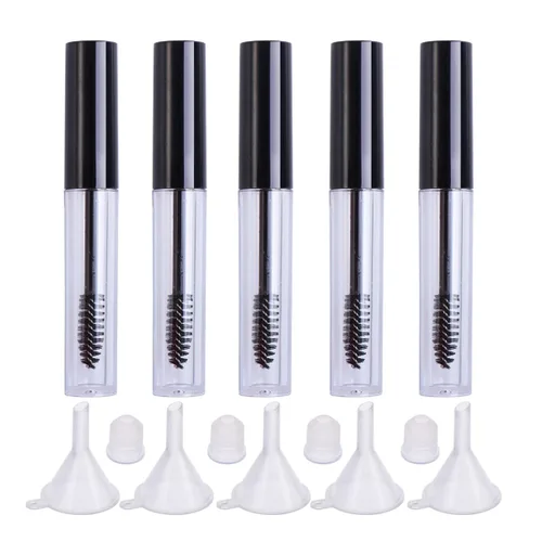 FRCOLOR 5 unids 0.1 fl oz tubo vacío rimel pestañas tubo pestañas crema botella rimel tubo contenedor con 5 embudos para rímel
