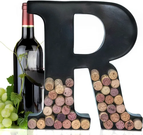 Miniatura 25 de Made Easy Kit Letra de metal para corchos de vino, monograma para atesorar recuerdos y soporte con kit de montaje en pared gratuito A-Z