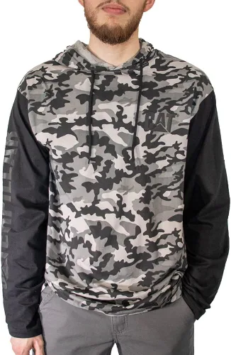 Miniatura 8 de Caterpillar Camisas largas con capucha para hombre con protección UPF 50, control de humedad y logotipo de gato en la manga
