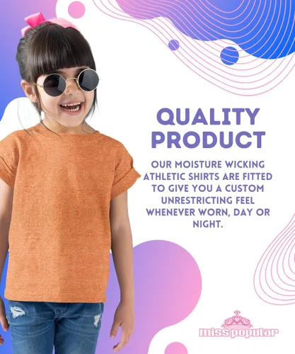 Miniatura 2 de MISS POPULAR Paquete de 4 camisetas de manga corta de secado rápido para niñas, absorben la humedad, rendimiento atlético activo y cuello redondo