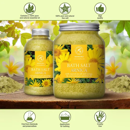 Miniatura 9 de Sales de baño de árnica de 21.16 onzas – Aceites esenciales de romero y abeto 100% naturales – sal marina Arnica 21.16 oz – Lo mejor para el baño