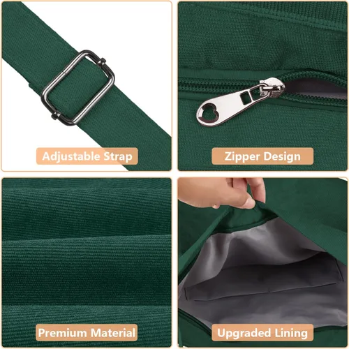 Miniatura 3 de Kememo Bolso Hobo de pana con cremallera, bolsa de hombro de gran capacidad, bolsa de compras para mujer