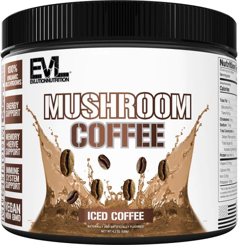 Evlution Nutrition - Café de hongos – Apoyo energético, nervioso y del sistema inmunológico – 100% orgánico Reishi, shiitake, melena de león y polvo