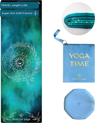 Miniatura 17 de Mantra Yoga Travel PRO 1.5mm con almohadilla para las rodillas - Esterilla plegable para fitness y ejercicio con bolsa Ligera, compacta