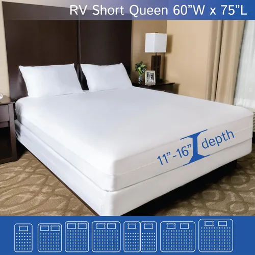 Miniatura 2 de Protector de Colchón RV Short Queen (60" de ancho x 75" L) Funda Impermeable con Cremallera Hipoalergénica Premium Protege Contra Chinches, Polvo