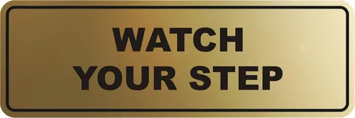 Miniatura 17 de Signs ByLITA Letrero estándar para pared o puerta con texto en inglés «Watch Your Step», señalización de salud y seguridad (negro), mediano