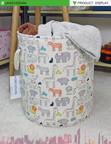 Miniatura 3 de Cesta de Ropa de Lona Plegable Organizador Cesta de Almacenamiento para Niños y Niñas Cesto de Ropa Sucia Contenedores de Juguetes Cestas de Regalo