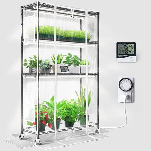 Miniatura 11 de Barrina Mini invernadero portátil con luces LED de cultivo para plantas de interior, luz de planta de alto rendimiento de 40 W, pequeño invernadero