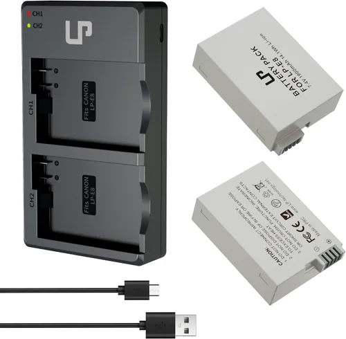 Miniatura 10 de LP Batería de repuesto E8, paquete de 2 baterías E8 de 1900 mAh para cámara digital Canon EOS Rebel T2i, T3i, T4i, T5i, EOS 550D, EOS 600D, EOS