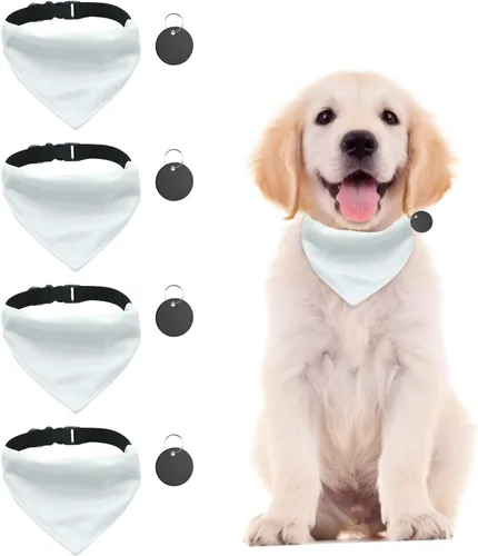 Miniatura 9 de 4 unidades de collar triangular blanco para perro, bandana para perro con hebilla ajustable sublimación en blanco, bandanas para perros y gatos, S