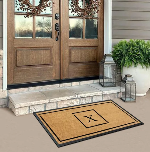 Miniatura 7 de A1HC - Tapete de puerta con monograma de fibra de coco natural para puerta delantera, 24 x 48, felpudo duradero tratado anti-desprendimiento