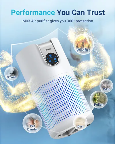 Miniatura 7 de Purificadores de aire para el hogar, habitación grande de hasta 1500 pies cuadrados con aromaterapia, purificador de aire MOOKA HEPA