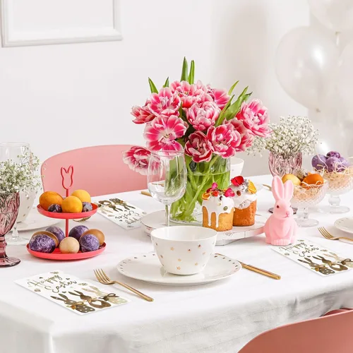 Miniatura 4 de 100 servilletas de Pascua con estampado de conejo, servilletas de papel para invitados, toallas de mano decorativas de conejo de Pascua, servilletas