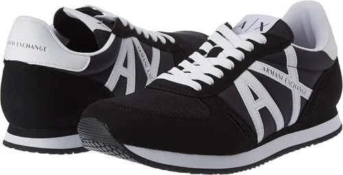 Miniatura 7 de AX ARMANI EXCHANGE Tenis con logo y cordones para hombre, Negro + Blanco