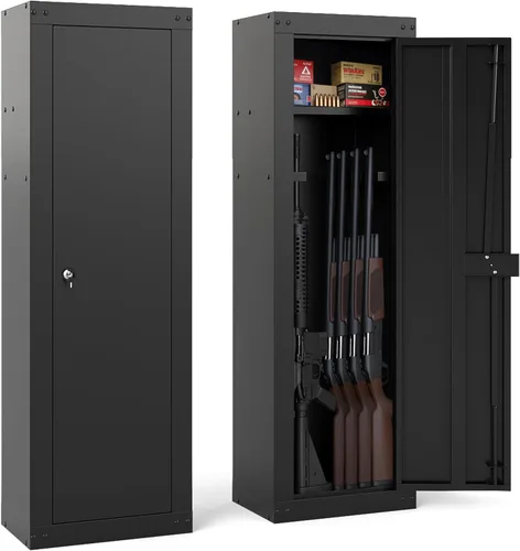 Caja fuerte para 8 armas, gabinete de seguridad para rifles y pistolas del hogar, gabinete de pistola de acceso rápido con estante de almacenamiento