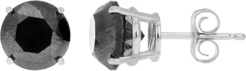 Miniatura 3 de Aretes de tuerca de diamante negro de 12 ct a 2 ct en oro de 14 quilates, oro blanco, FD9S1.50BLRW