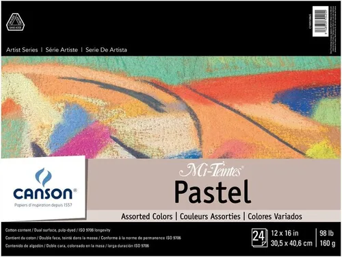 Miniatura 4 de Canson Artist Series Mi-Teintes - Papel pastel, colores surtidos, bloc plegable, 9 x 12 pulgadas, 24 hojas (98 libras/160g) - Papel de artista
