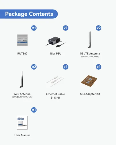 Miniatura 7 de Teltonika RUT360100100 - Router celular industrial 4G LTE Cat6, enrutador Wi-Fi 4G LTE con DI/DO, VPN avanzada, certificado por Verizon/AT&T/T-Mobile