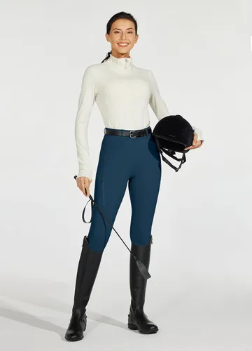 Miniatura 6 de Willit Pantalones de equitación para mujer con asiento completo, pantalones de silicona con bolsillo con cremallera