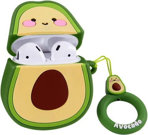 Miniatura 2 de Funda compatible con Airpods 1/2, diseño de personajes de dibujos animados de silicona, diseño de Airpod de frutas, diseño de llavero divertido