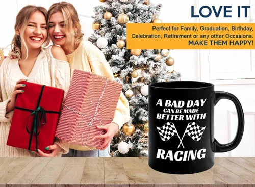 Miniatura 6 de Taza de café Racer de 11 onzas, color negro, Better With Racing - Fuel Speed Racer Car Guys Circuit Automotriz Racing Boy Regalos para él, papá