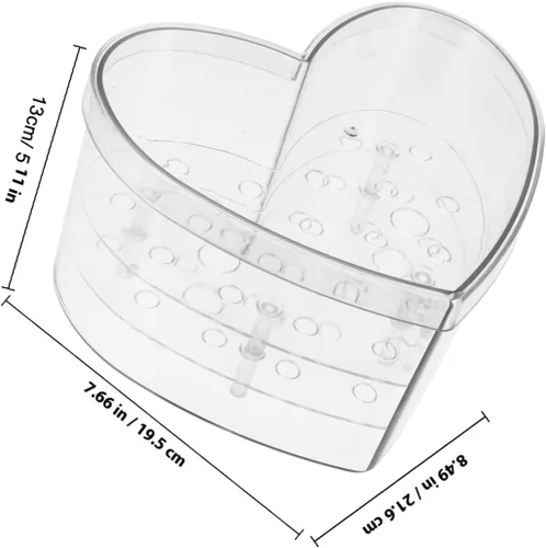 Miniatura 6 de Alipis - Caja de flores en forma de corazón, caja de flores de acrílico transparente para arreglos florales, en forma de corazón transparente